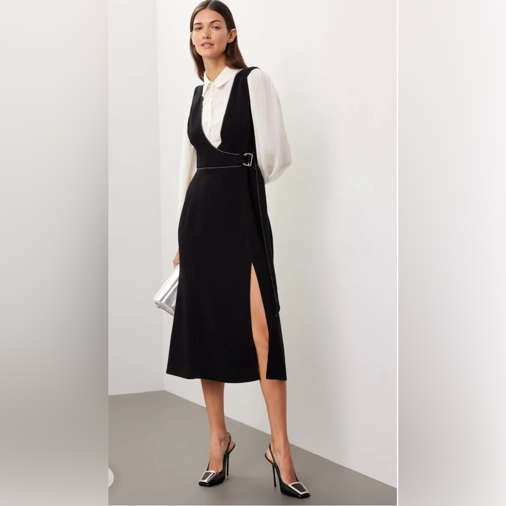 NWT Cinq à Sept Black and Cream Long Sleeve Dress
